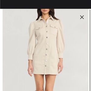 Faux Suede Mini Dress-cream- Size 8